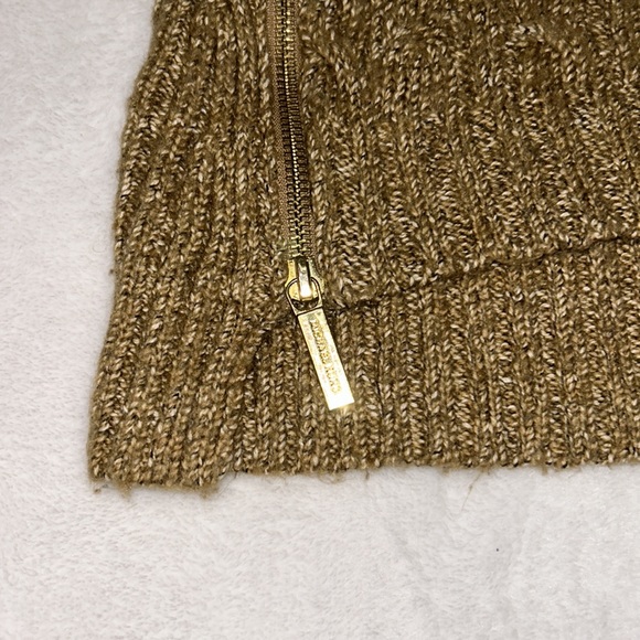 Michael Kors Women’s Tan Pullover Cable Knit Sweater with Zippers Size Small - Picture 2 of 10